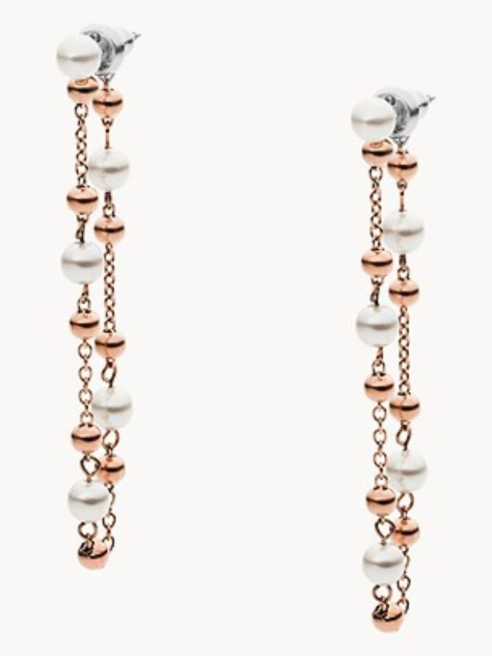 Fossil Pearl & Rose Gold Strand Earrings NWT